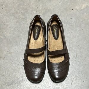 Kim Rogers Shoes Womens 6.5 M Irene Slip On Mary Jane Flats‎ Brown Faux Leather
